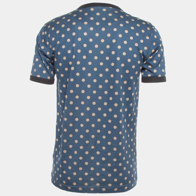 Pre Owned Dolce & Gabbana Blue Dotted Cotton Half Sleeve T-Shirt L