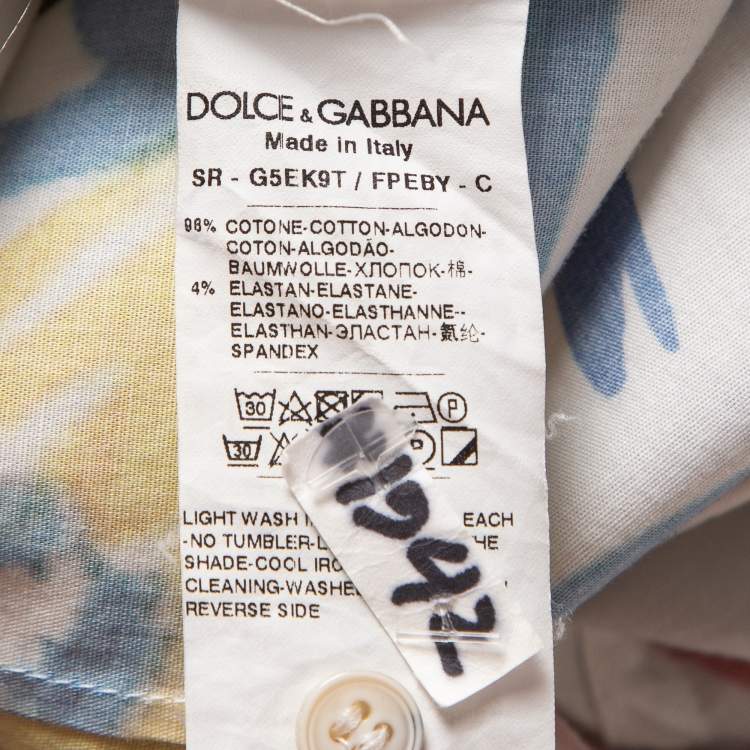 Pre Owned Dolce & Gabbana Gold Multicolor Print Cotton Half Sleeve Shirt S