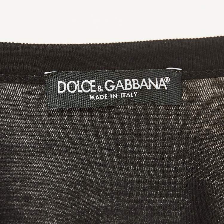 Pre Owned Dolce & Gabbana Black Cotton Embroidered T-Shirt S
