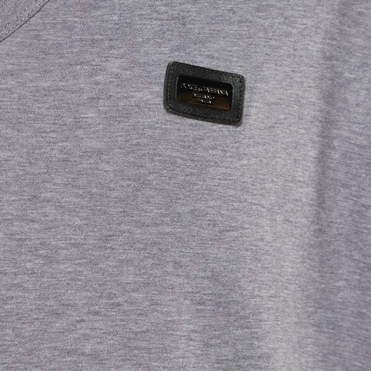 Pre Owned Dolce & Gabbana Grey Cotton Knit V-Neck T-Shirt 4XL