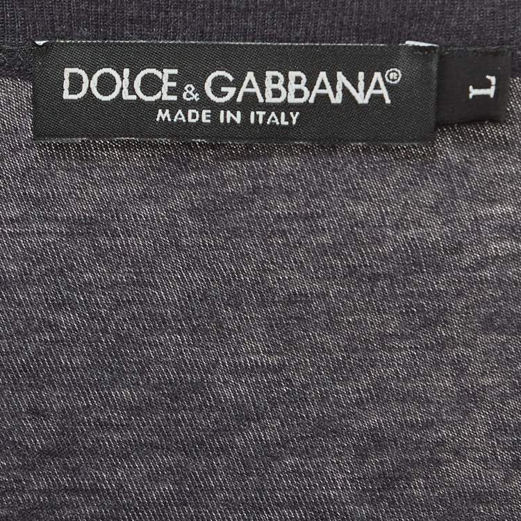 Pre Owned Dolce & Gabbana Grey Logo Print Cotton Half Sleeve T Shirt L