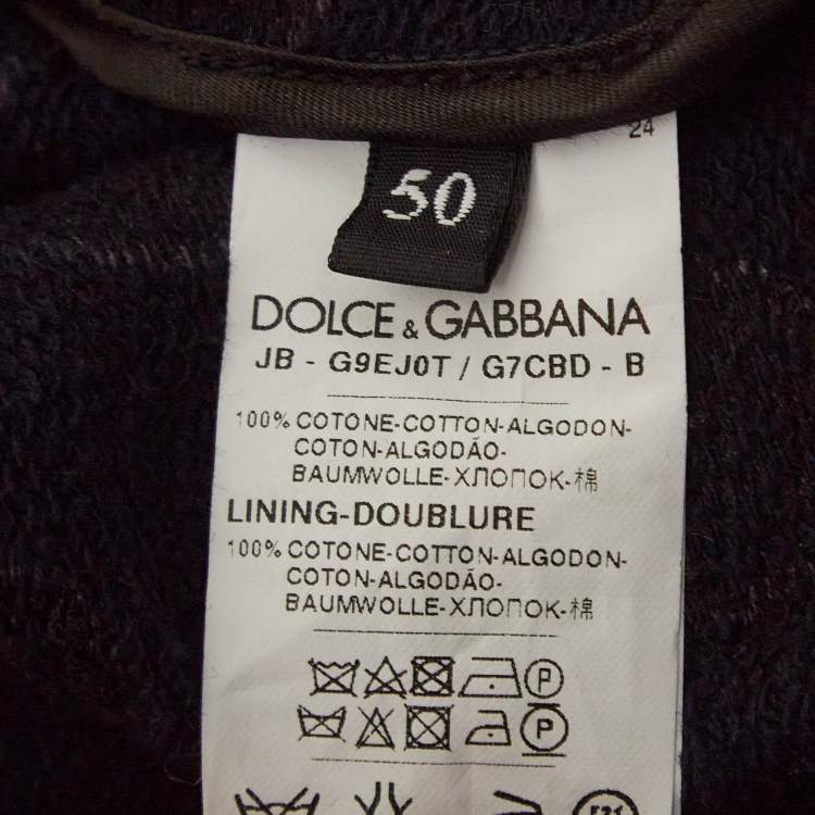 Pre Owned Dolce & Gabbana Navy Blue Polka Dotted Cotton Zip Front Hooded Jacket L
