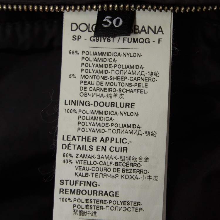 Pre Owned Dolce & Gabbana Black Nylon Plaque Detail Zip Front Gilet L