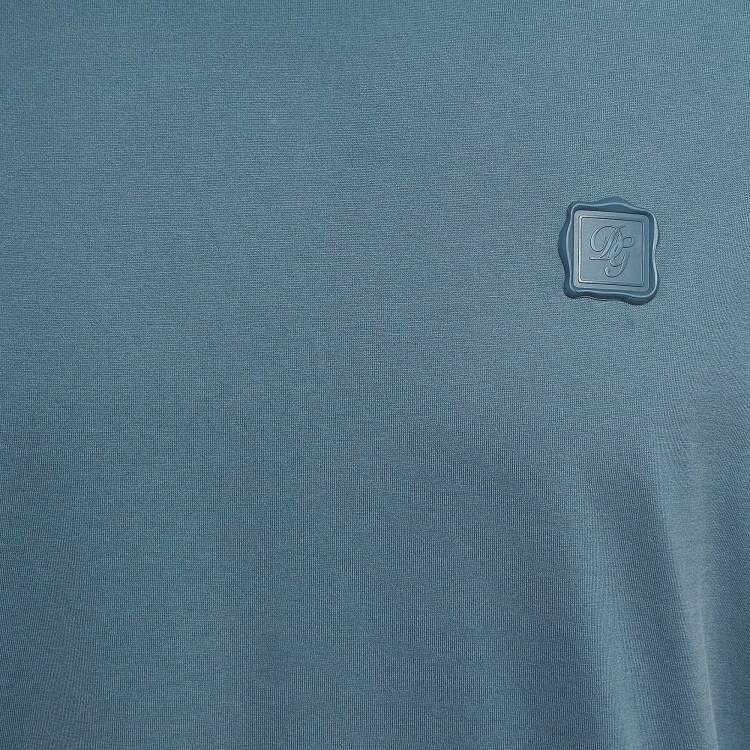 Pre Owned Dolce & Gabbana Blue Cotton Logo Applique Half Sleeve T-Shirt XL