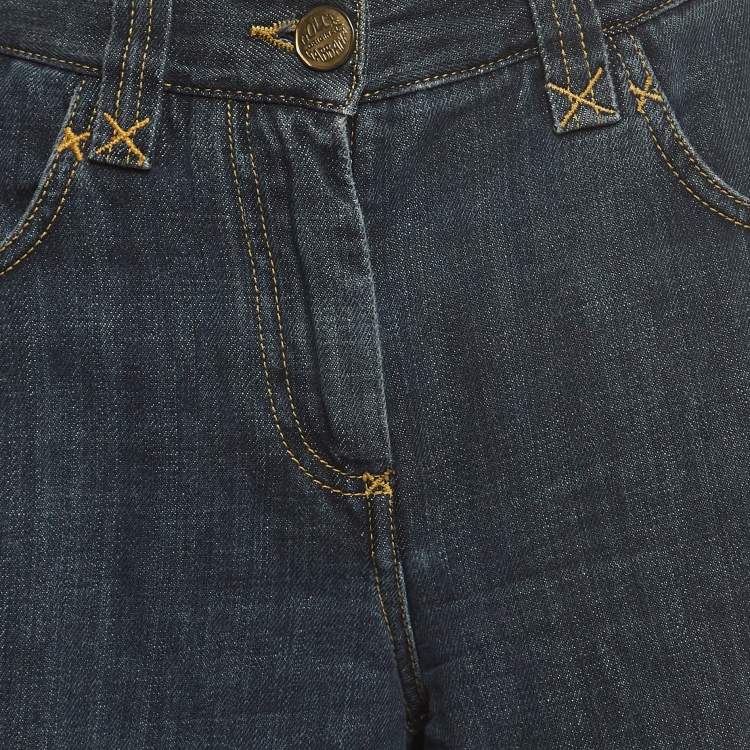 مملوكة مسبقًا Dolce & Gabbana Navy Blue Denim Buttoned Shorts XS Waist 30''