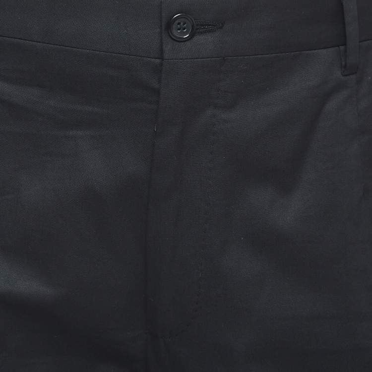 Pre Owned Dolce & Gabbana Black Contrast Trim Cotton Regular Fit Trousers XL
