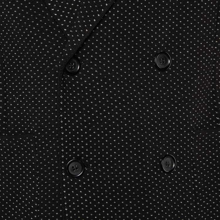 Pre Owned Dolce & Gabbana Black Micro Pattern Wool & Silk Double Breasted Jacket M