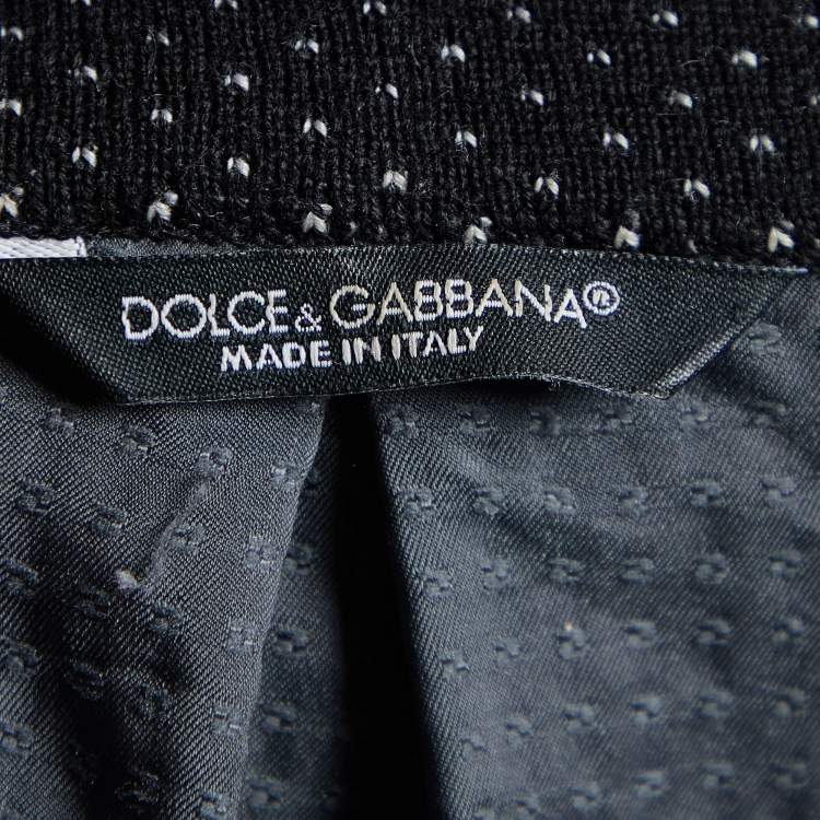 Pre Owned Dolce & Gabbana Black Micro Pattern Wool & Silk Double Breasted Jacket M