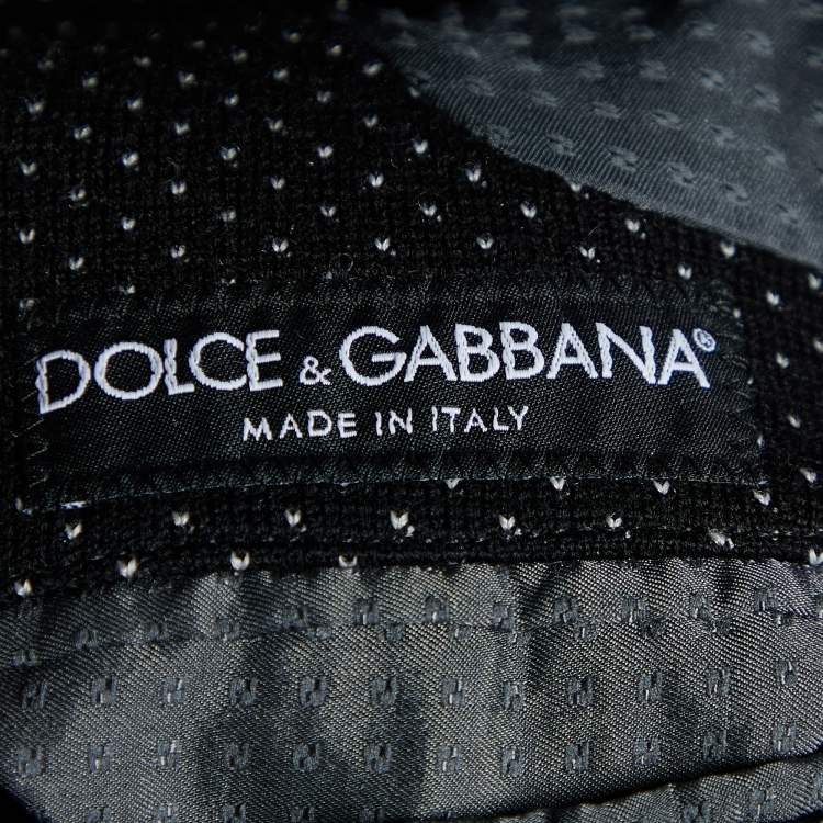 Pre Owned Dolce & Gabbana Black Micro Pattern Wool & Silk Double Breasted Jacket M