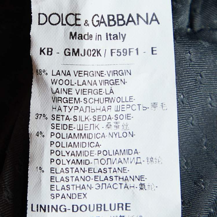 Pre Owned Dolce & Gabbana Black Micro Pattern Wool & Silk Double Breasted Jacket M