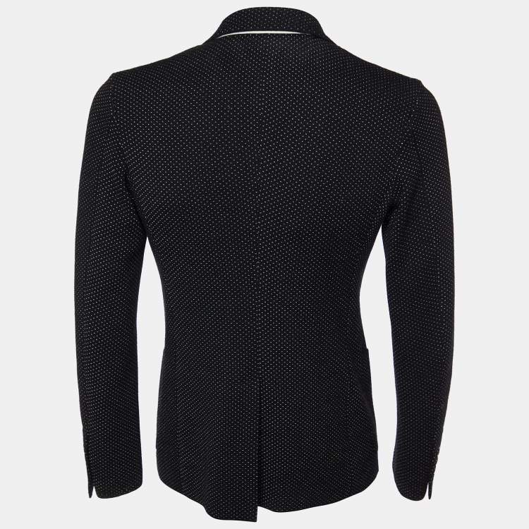 Pre Owned Dolce & Gabbana Black Micro Pattern Wool & Silk Double Breasted Jacket M