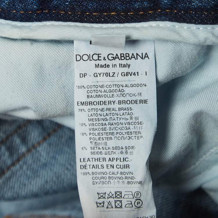 Pre Owned Dolce & Gabbana Blue Embroidered Denim Classic Jeans L Waist 36''