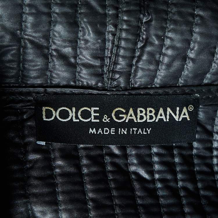 Pre Owned Dolce & Gabbana Midnight Blue Quilted Zip Up Jacket L