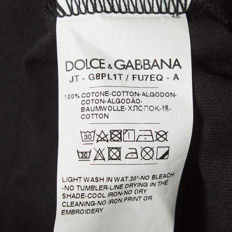 Pre Owned Dolce & Gabbana Black Logo Printed Cotton Crew Neck T-Shirt XXXL