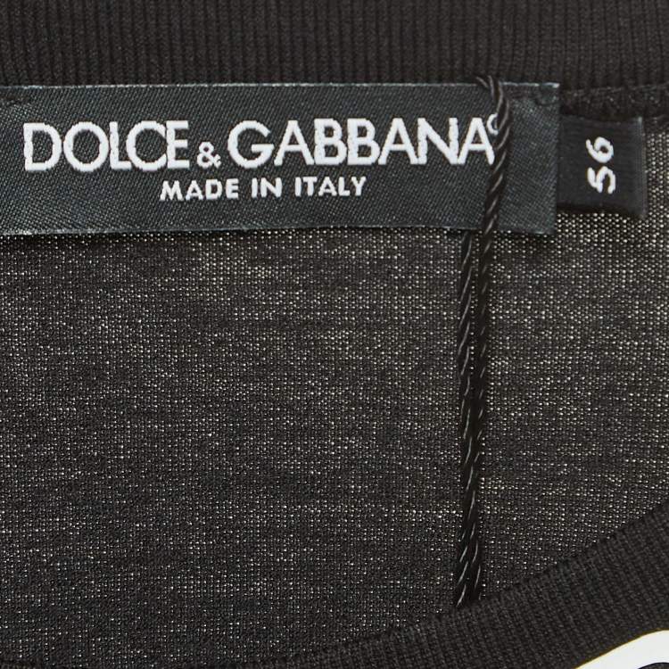 Pre Owned Dolce & Gabbana Black Logo Printed Cotton Crew Neck T-Shirt XXXL