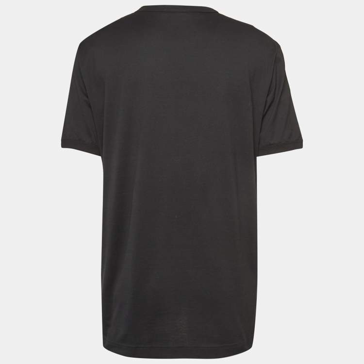 Pre Owned Dolce & Gabbana Black Logo Printed Cotton Crew Neck T-Shirt XXXL