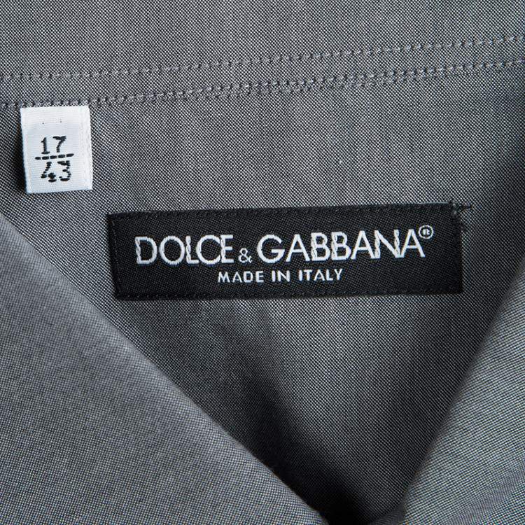 Pre Owned Dolce & Gabbana Grey Contrast Piping Detail Long Sleeve Button Front Shirt XXL