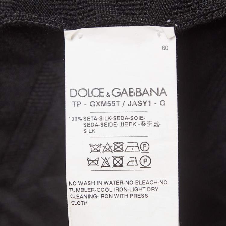 Pre Owned Dolce & Gabbana Black DG Textured Silk Knit Polo T-Shirt XXL