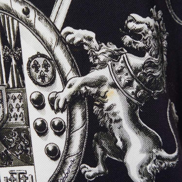 Pre Owned Dolce & Gabbana Brown Crown Print Cotton Pique Polo T-Shirt L