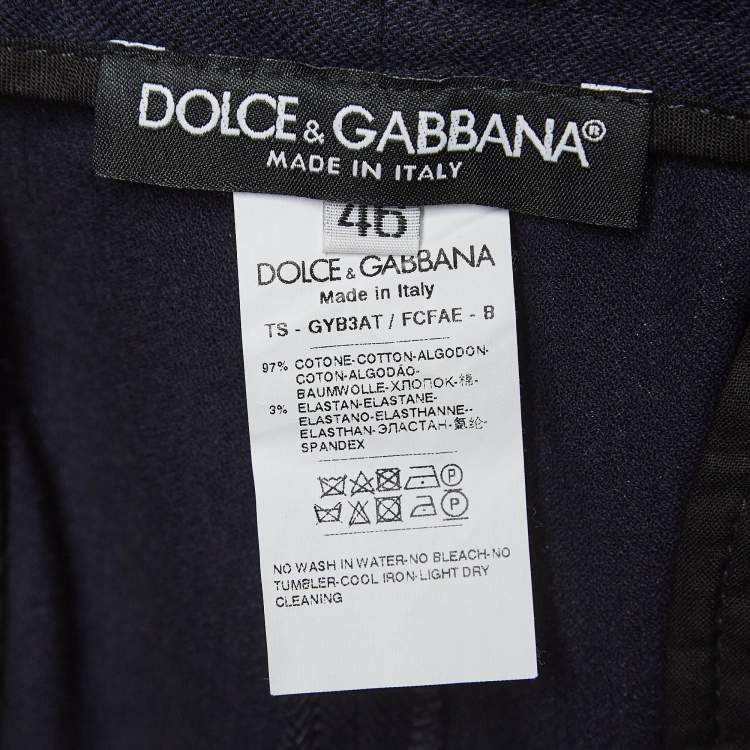 Pre Owned Dolce & Gabbana Navy Blue Cotton Drawstring Trousers S