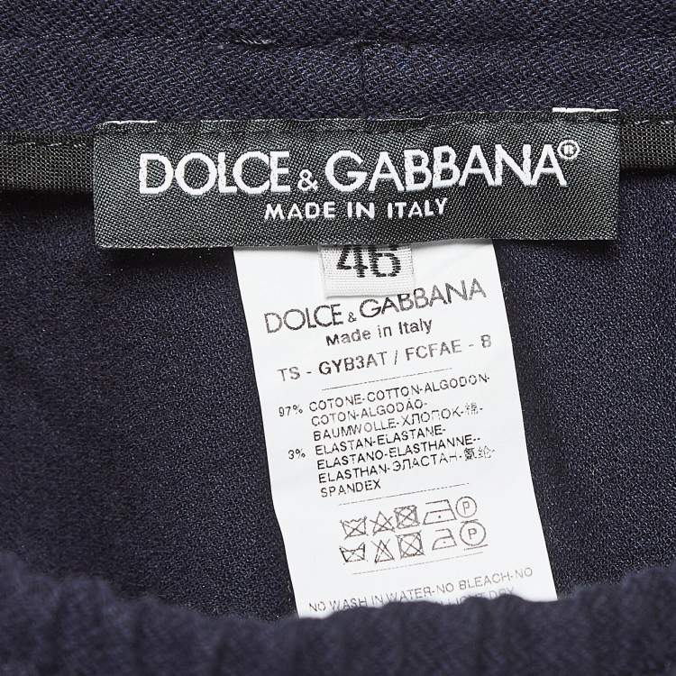 Pre Owned Dolce & Gabbana Navy Blue Cotton Drawstring Trousers S