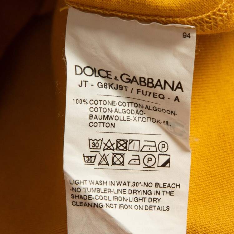 Pre Owned Dolce & Gabbana Yellow Logo Applique Cotton Knit Crew Neck T-Shirt S