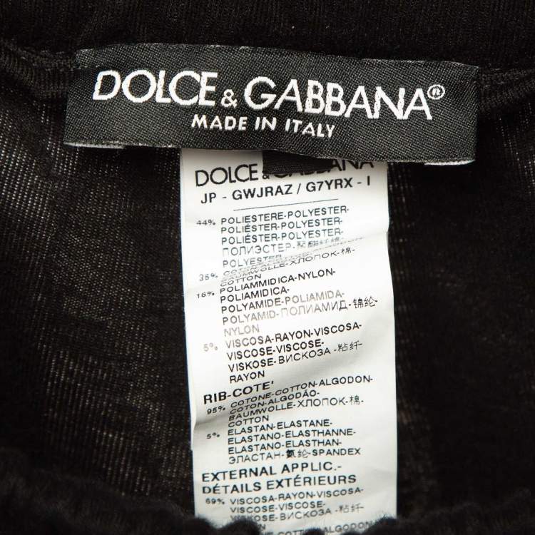 Pre Owned Dolce & Gabbana Black Leaf and Leopard Jacquard Trim Knit Joggers L
