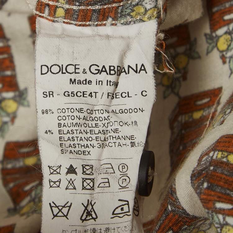 Pre Owned Dolce & Gabbana Multicolor Printed Cotton Sicilia Shirt L