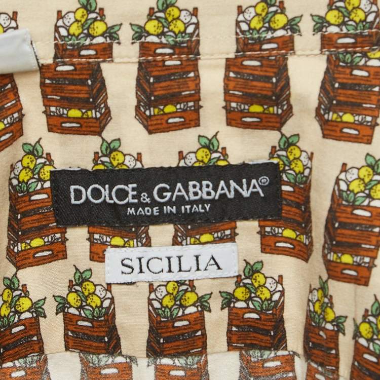 Pre Owned Dolce & Gabbana Multicolor Printed Cotton Sicilia Shirt L