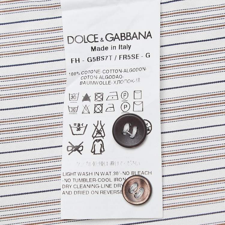 مملوكة مسبقًا Dolce & Gabbana White Pinstripe Cotton Long Sleeve Shirt S