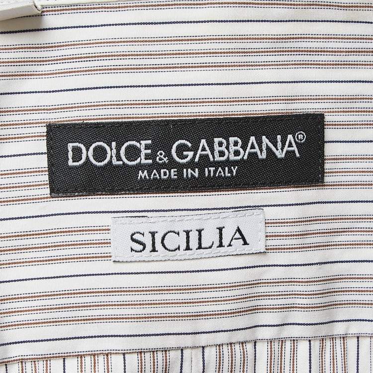 مملوكة مسبقًا Dolce & Gabbana White Pinstripe Cotton Long Sleeve Shirt S