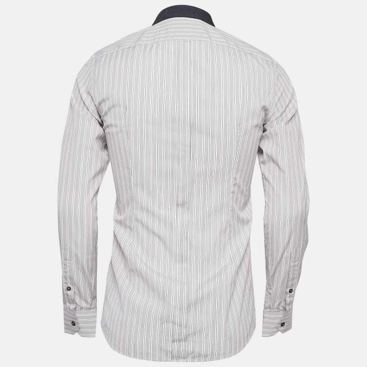 مملوكة مسبقًا Dolce & Gabbana White Pinstripe Cotton Long Sleeve Shirt S