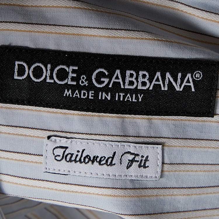 Pre Owned Dolce & Gabbana Light Blue Pinstripe Cotton Shirt M