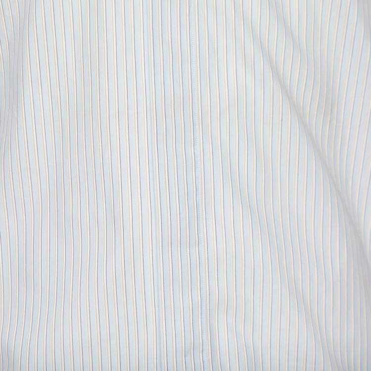 Pre Owned Dolce & Gabbana Light Blue Pinstripe Cotton Shirt M