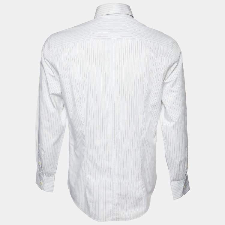 Pre Owned Dolce & Gabbana Light Blue Pinstripe Cotton Shirt M