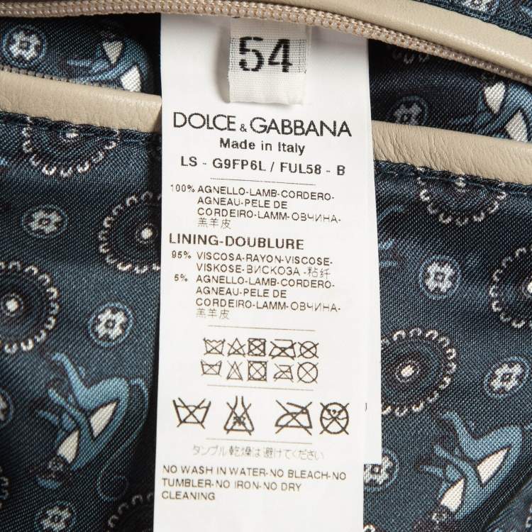 Pre Owned Dolce & Gabbana Grey Leather Bomber Jacket XXL