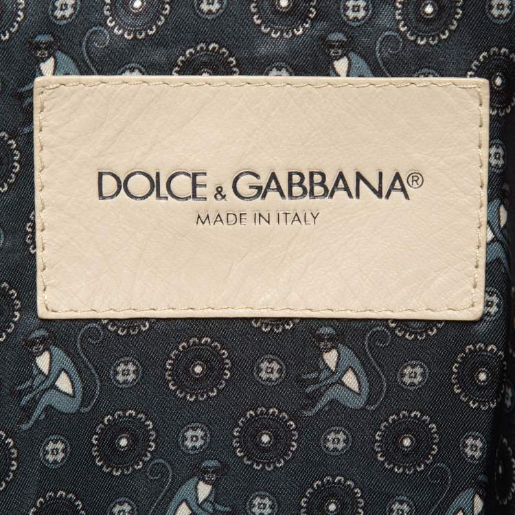 Pre Owned Dolce & Gabbana Grey Leather Bomber Jacket XXL