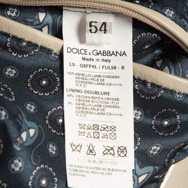 Pre Owned Dolce & Gabbana Grey Leather Bomber Jacket XXL