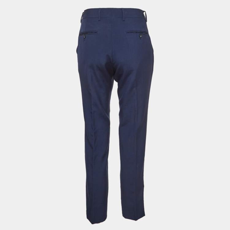 Pre Owned Dolce & Gabbana Blue Wool Regular Pants S