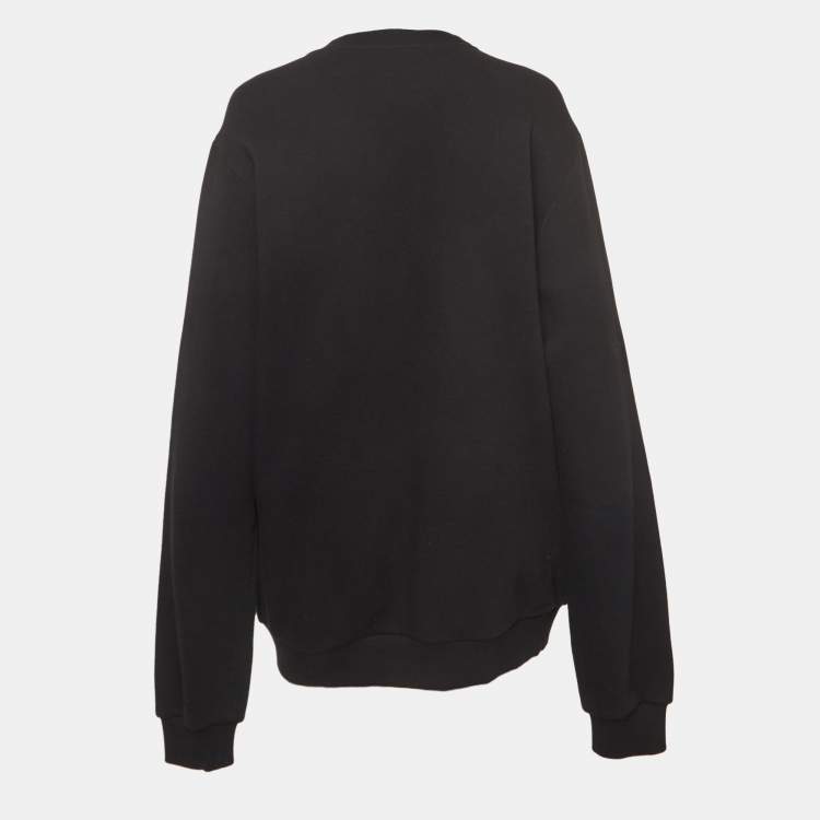Pre Owned Dolce & Gabbana Black Embroidered Knit Sweatshirt XXL