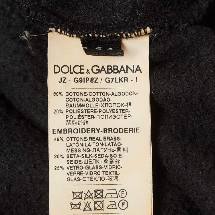 Pre Owned Dolce & Gabbana Black Embroidered Knit Sweatshirt XXL