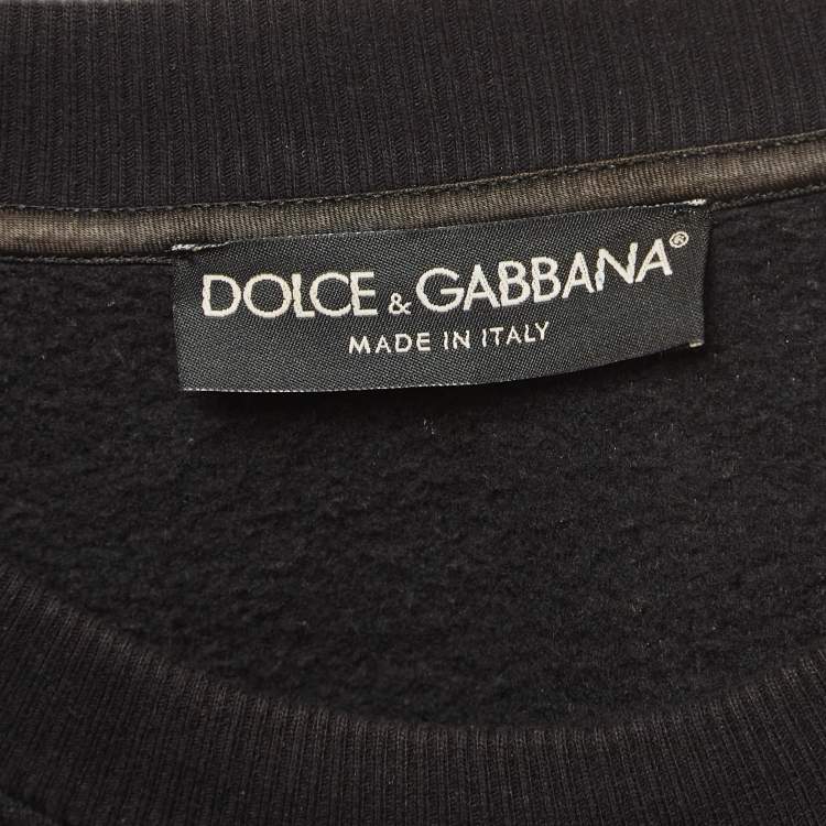 Pre Owned Dolce & Gabbana Black Embroidered Knit Sweatshirt XXL