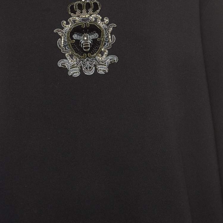 Pre Owned Dolce & Gabbana Black Embroidered Knit Sweatshirt XXL