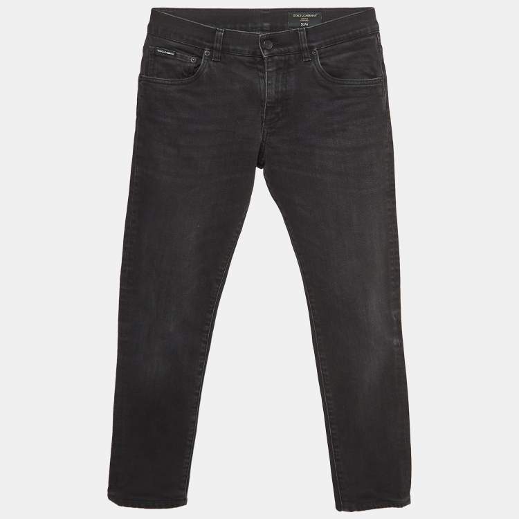 Pre Owned Dolce & Gabbana Black Denim Slim Fit Jeans S Waist 32"