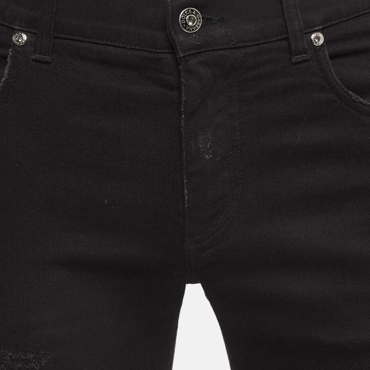 مملوكة مسبقًا Dolce & Gabbana Black Distressed Denim Jeans M Waist 32"