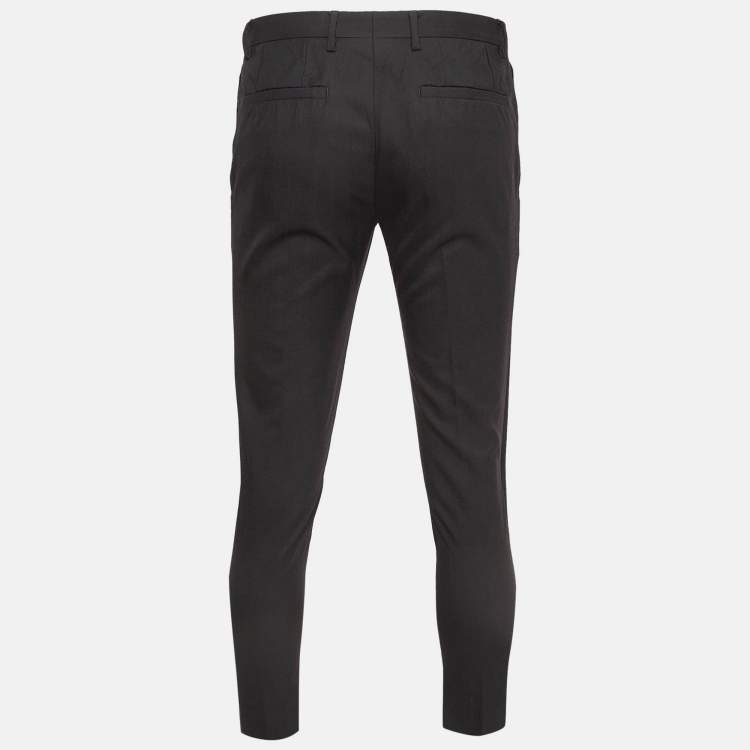 Pre Owned Dolce & Gabbana Black Wool Regular Trousers XS