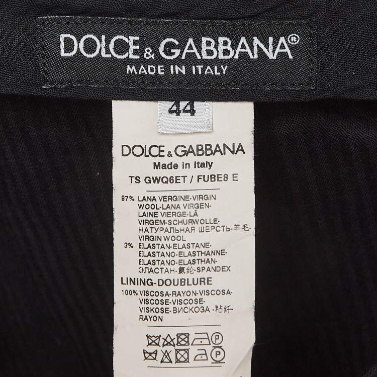 Pre Owned Dolce & Gabbana Black Wool Regular Trousers XS