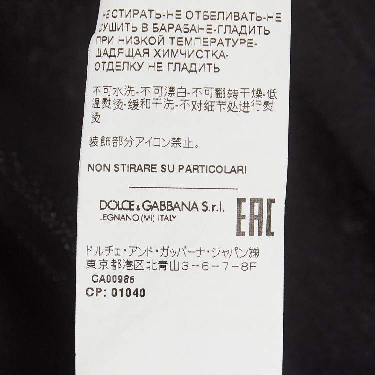 Pre Owned Dolce & Gabbana Black Embroidered Cotton Knit Crew Neck T-Shirt 4XL