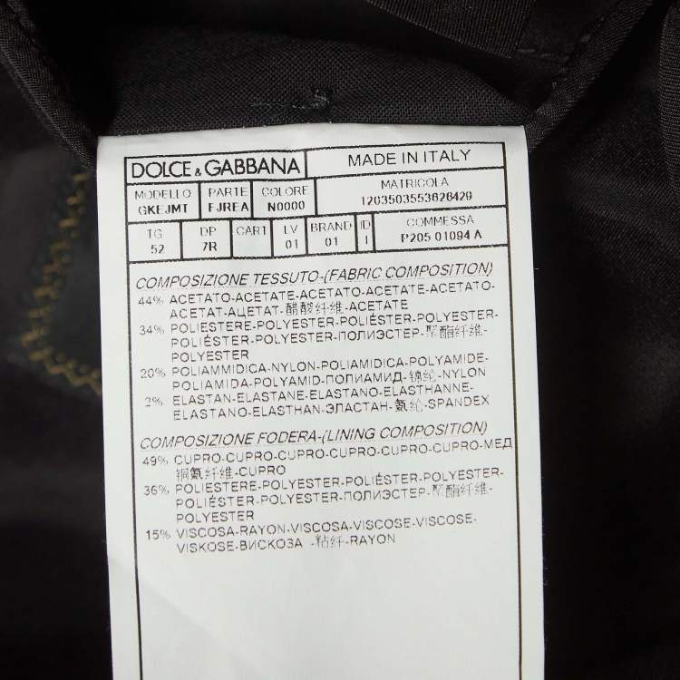 Pre Owned Dolce & Gabbana Black Jacquard Single Breasted Blazer XL