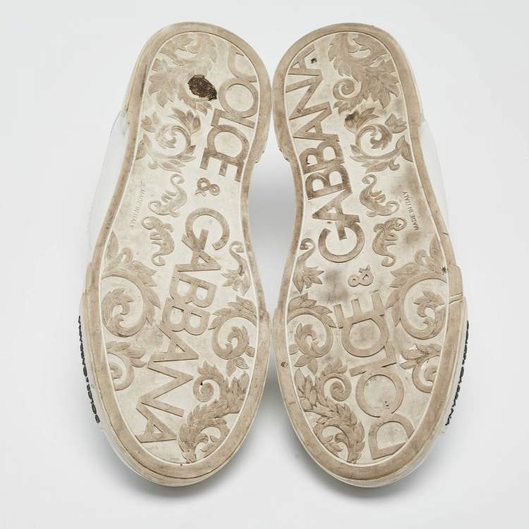 Pre Owned Dolce & Gabbana White Leather Portofino Logo Detail Sneakers Size 42.5
